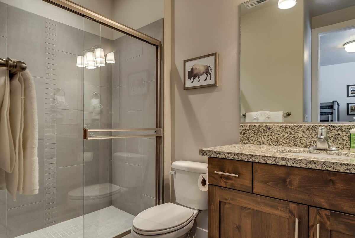 Bathroom for bunk bedroom with shower