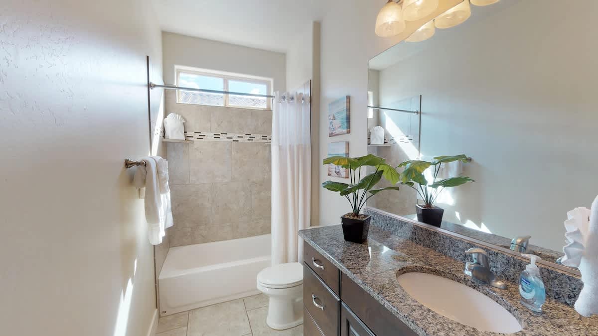 Hall bathroom next to bunk room