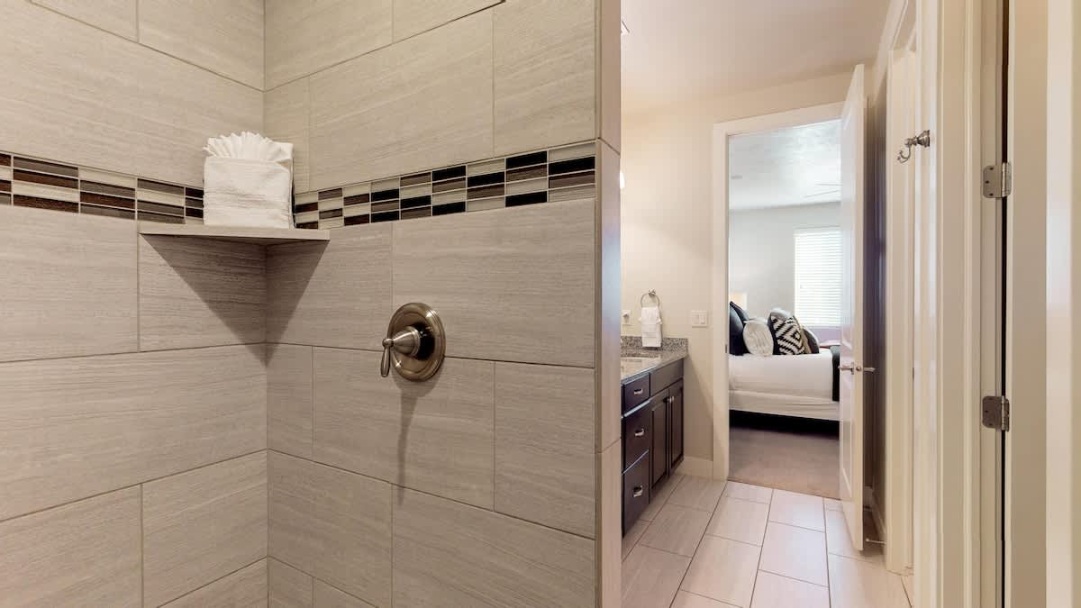 Large walk-in shower in master bathroom