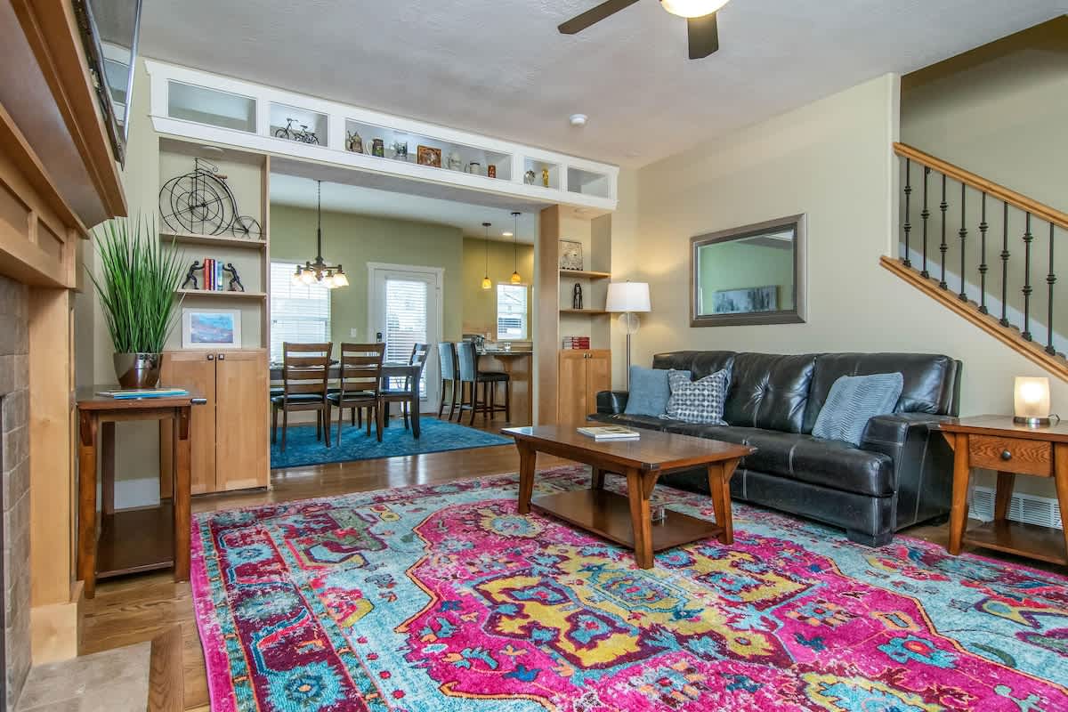 Family room opens into the dining kitchen area - great for group