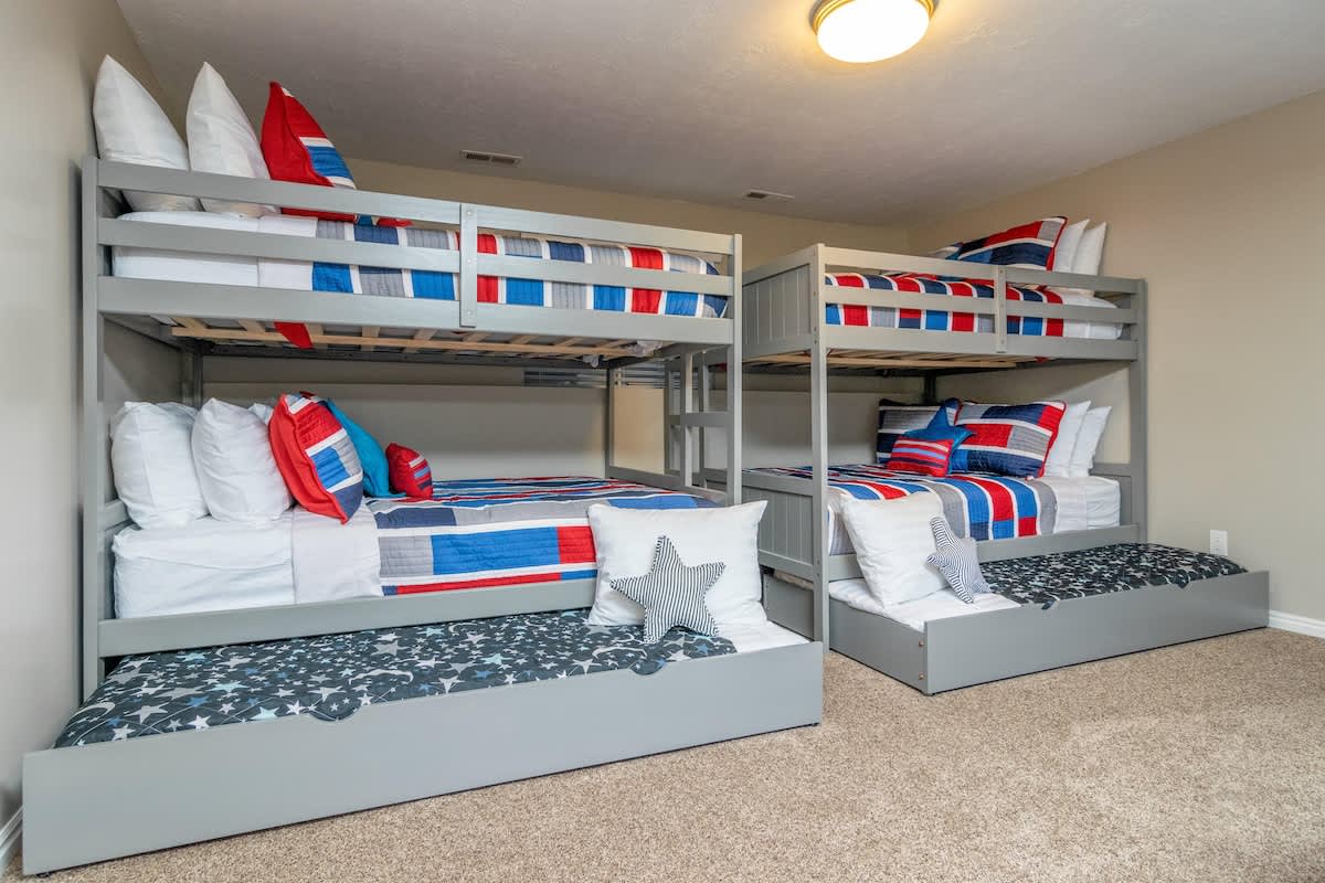Bedroom 3 with 2 full over full bunk beds with 2 twin trundles
