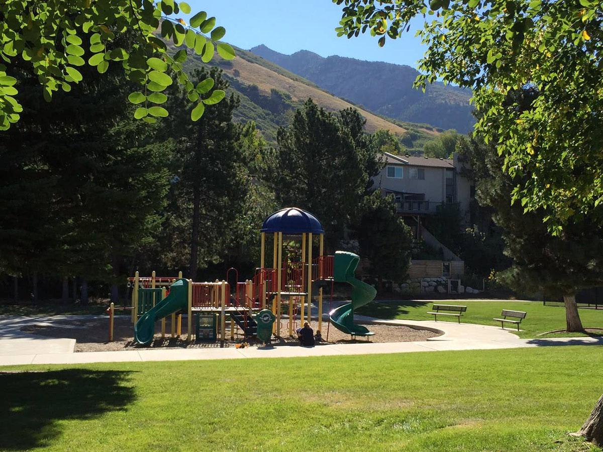 Full access to playground in city park next door