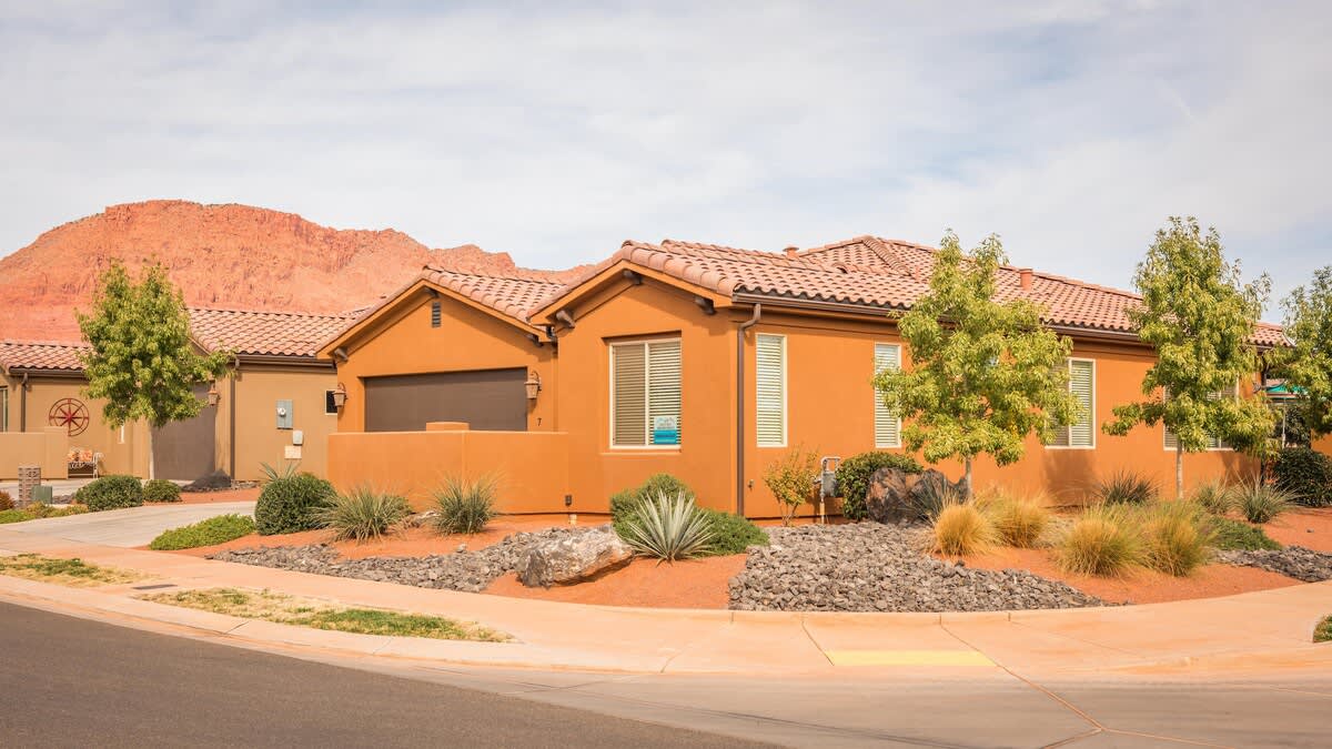 Front exterior right at the main entrance to Paradise Village