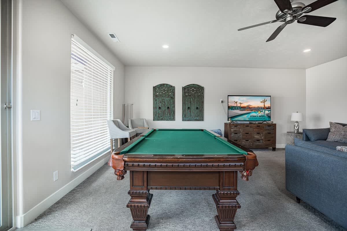 Enjoy billiards and large TV upstairs