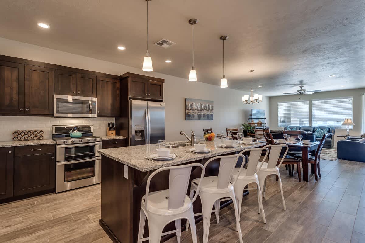Large open kitchen space allow large groups to gather