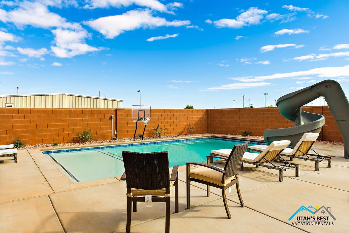 AWESOME private pool with poolside lounge seating