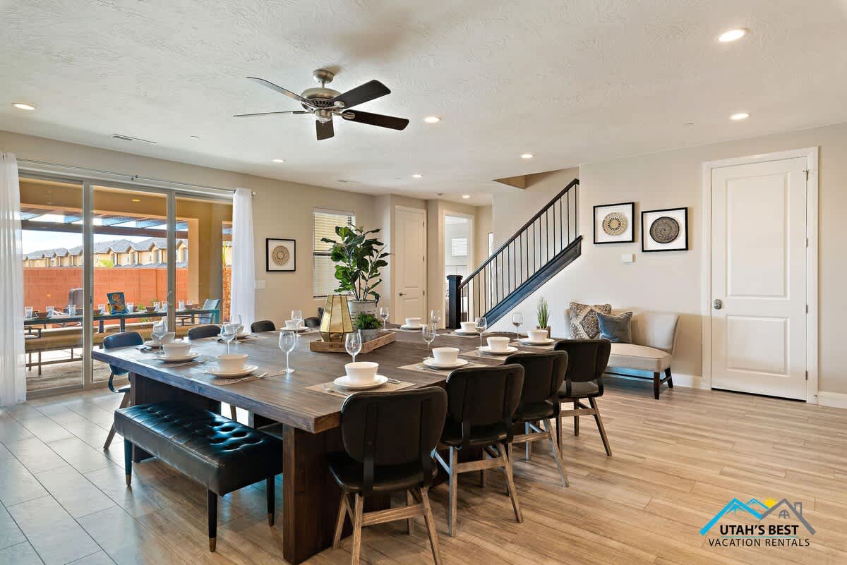 Dining table seats 18 people