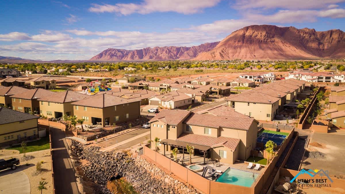 Gorgeous red rock surrounds the home