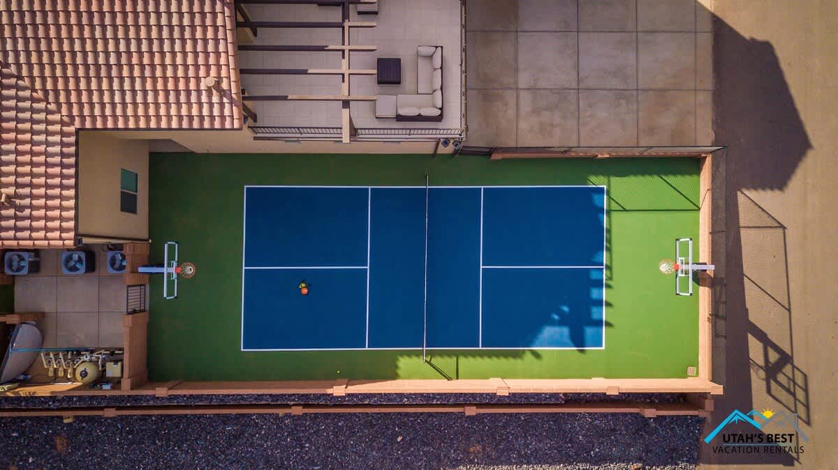  You will love the private pickleball and basketball court