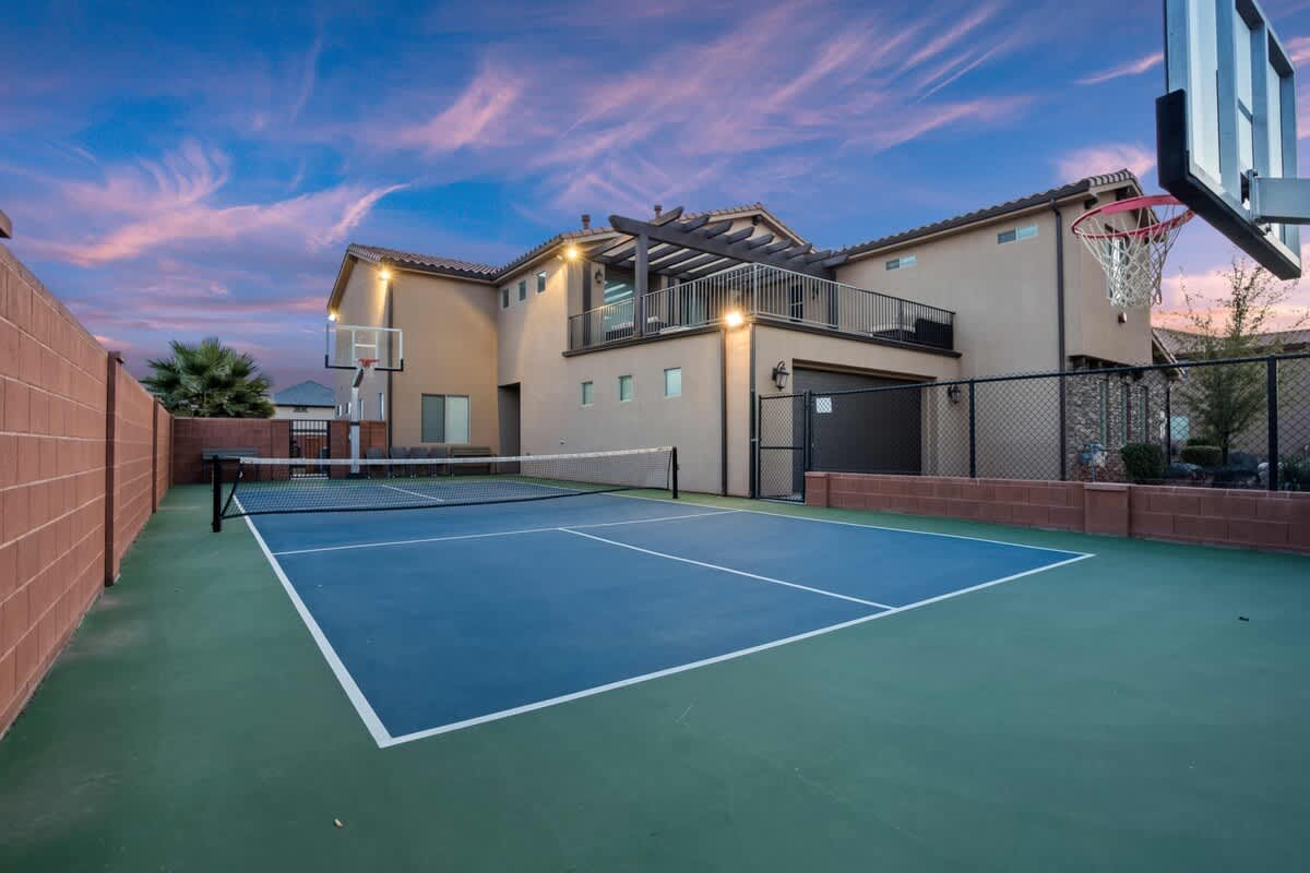 Private pickleball and basketball court