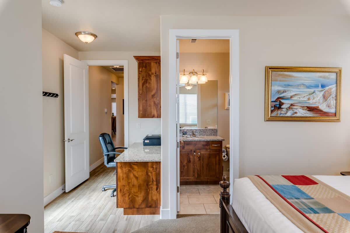 Bedroom 2 is a casita includes a built-in desk with a wifi print