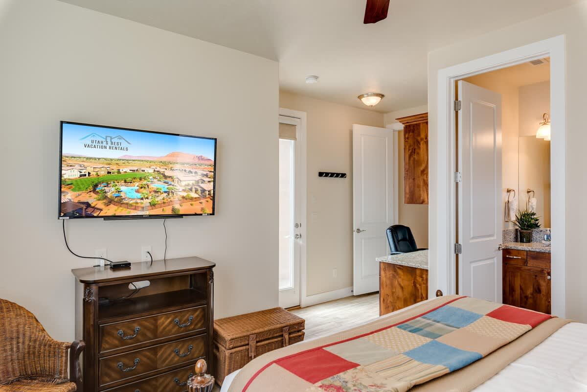 Bedroom 2 with king bed and TV
