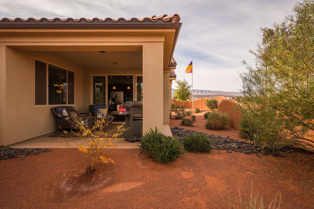 Patio and beautiful desertscape landscaping
