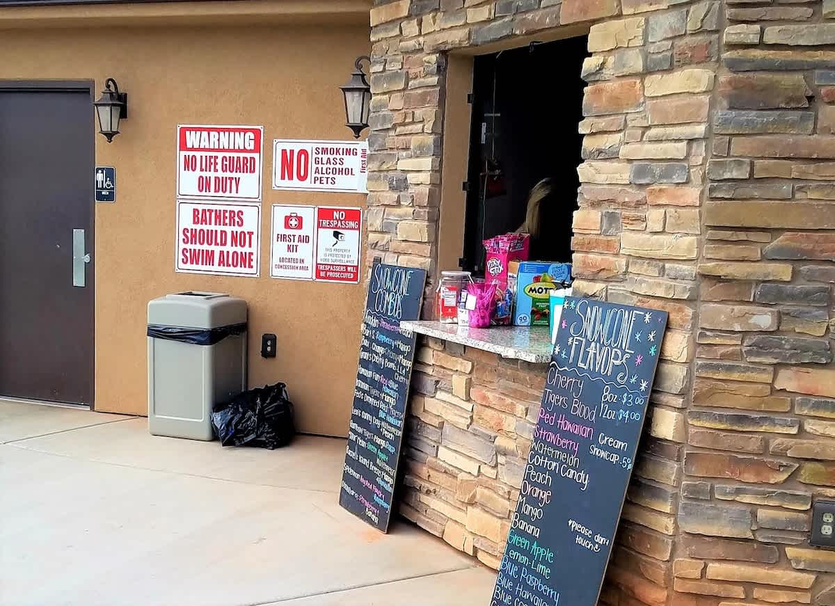 Concession stand at water park area