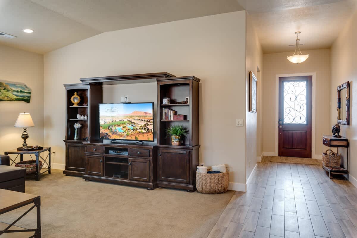 Family room entertainment with TV, DVD, Wii 2 game console