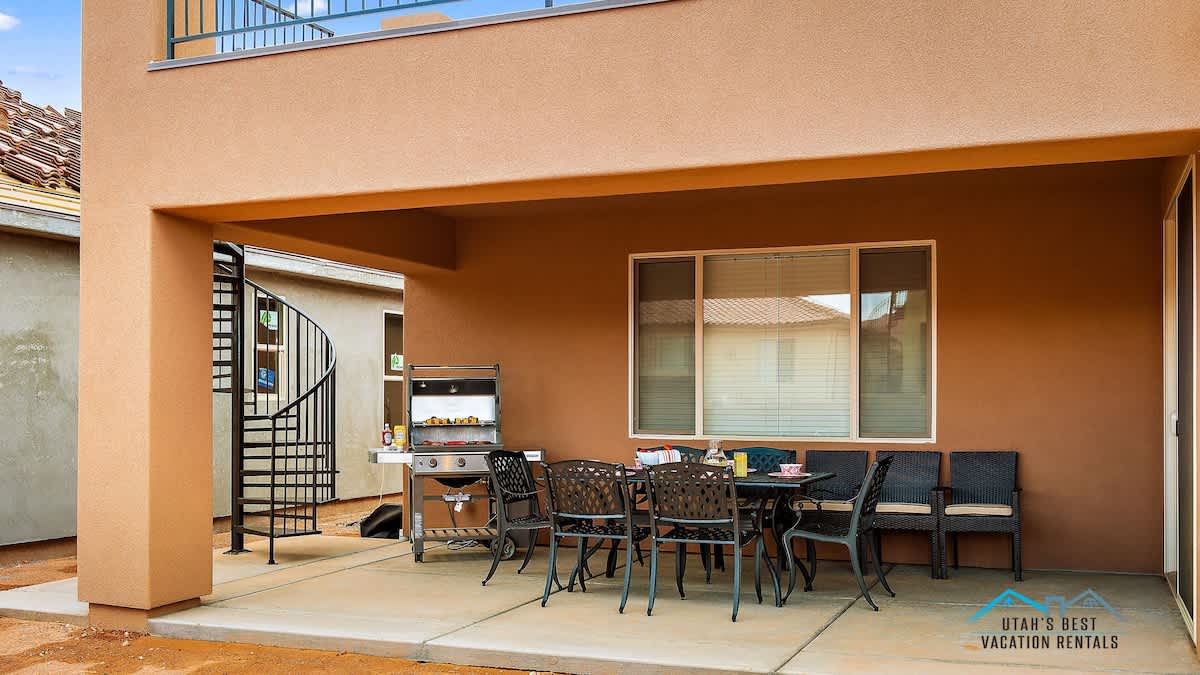 Poolside covered patio for barbecues and relaxation together