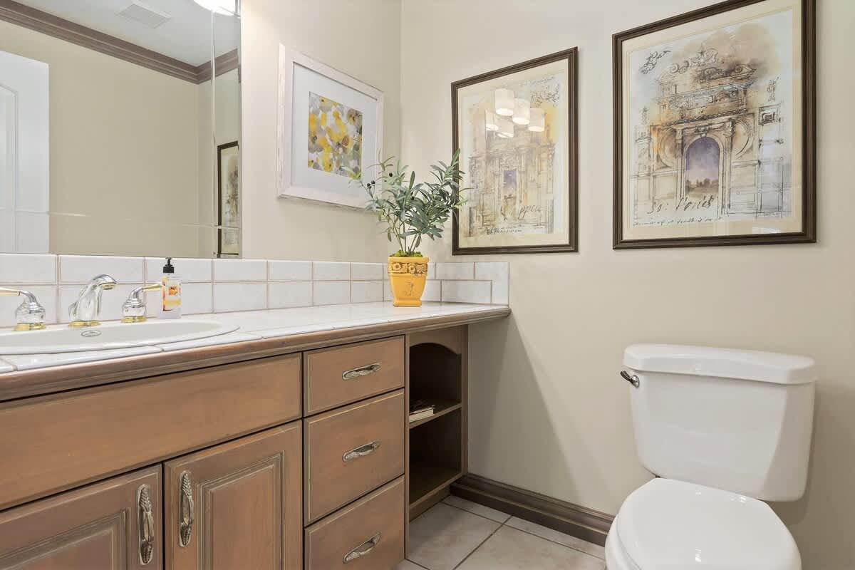 Half bathroom on main level off family room