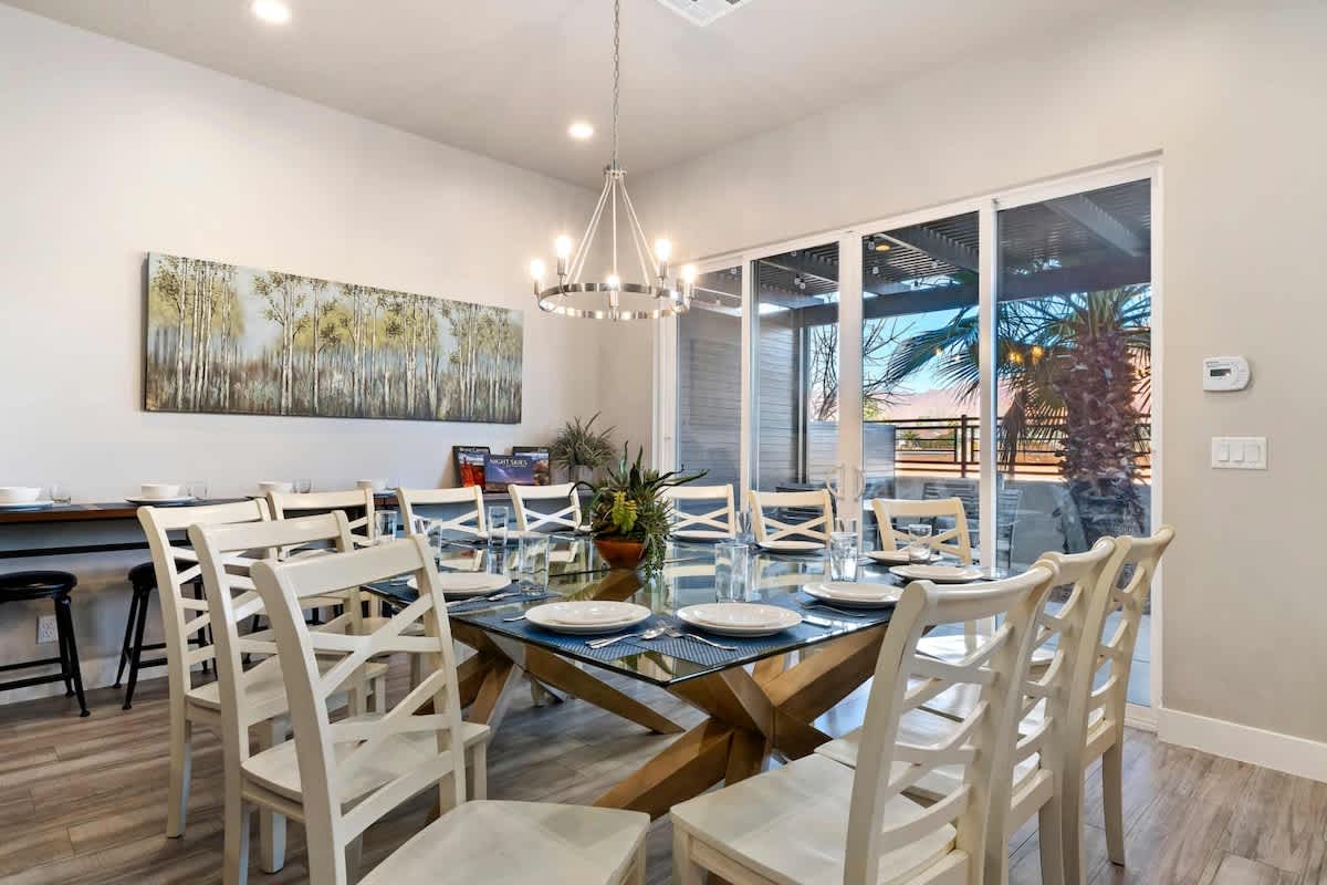 Dining room has direct access to patio for extended dining