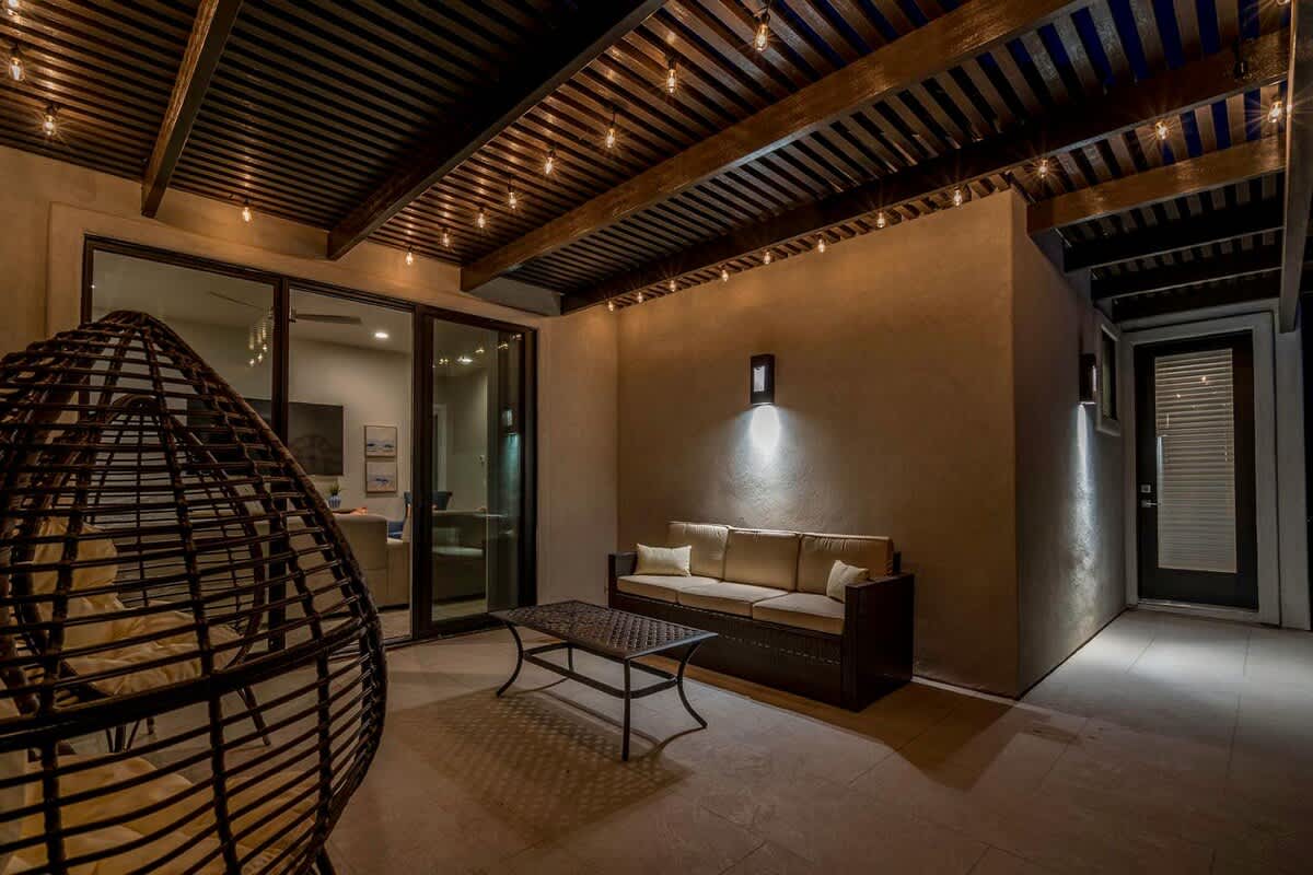 Beautiful balcony patio in the evenings