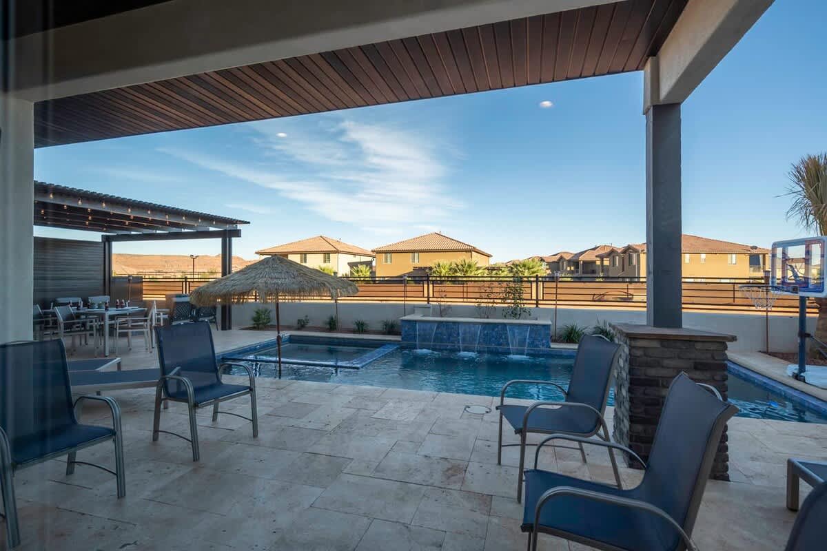 Gorgeous poolside setting among the red rock of St. George