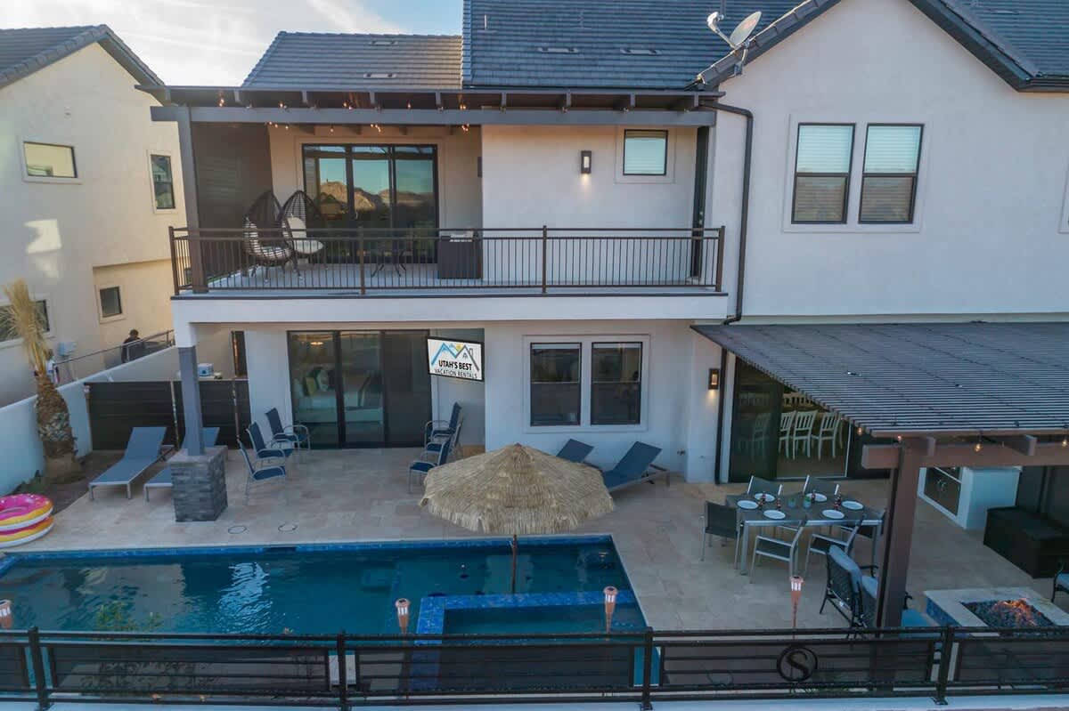 Backyard oasis with private pool and spa