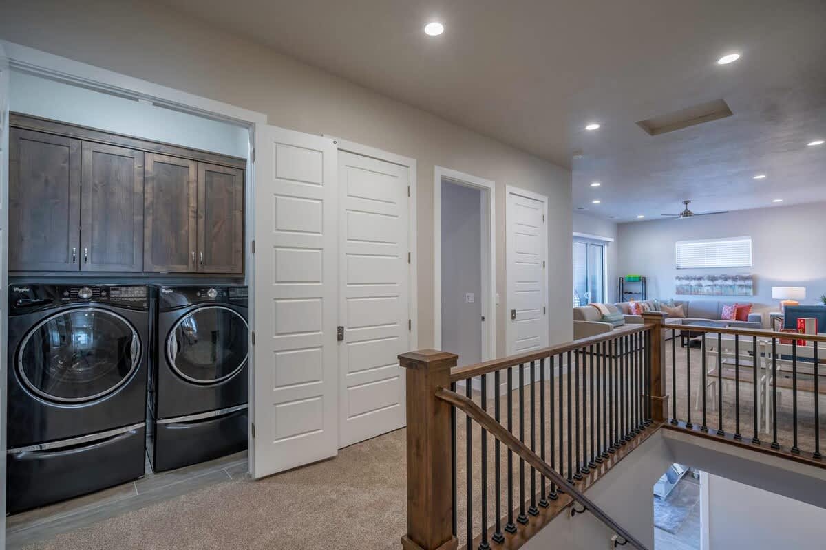 Upper level with laundry room and open family room