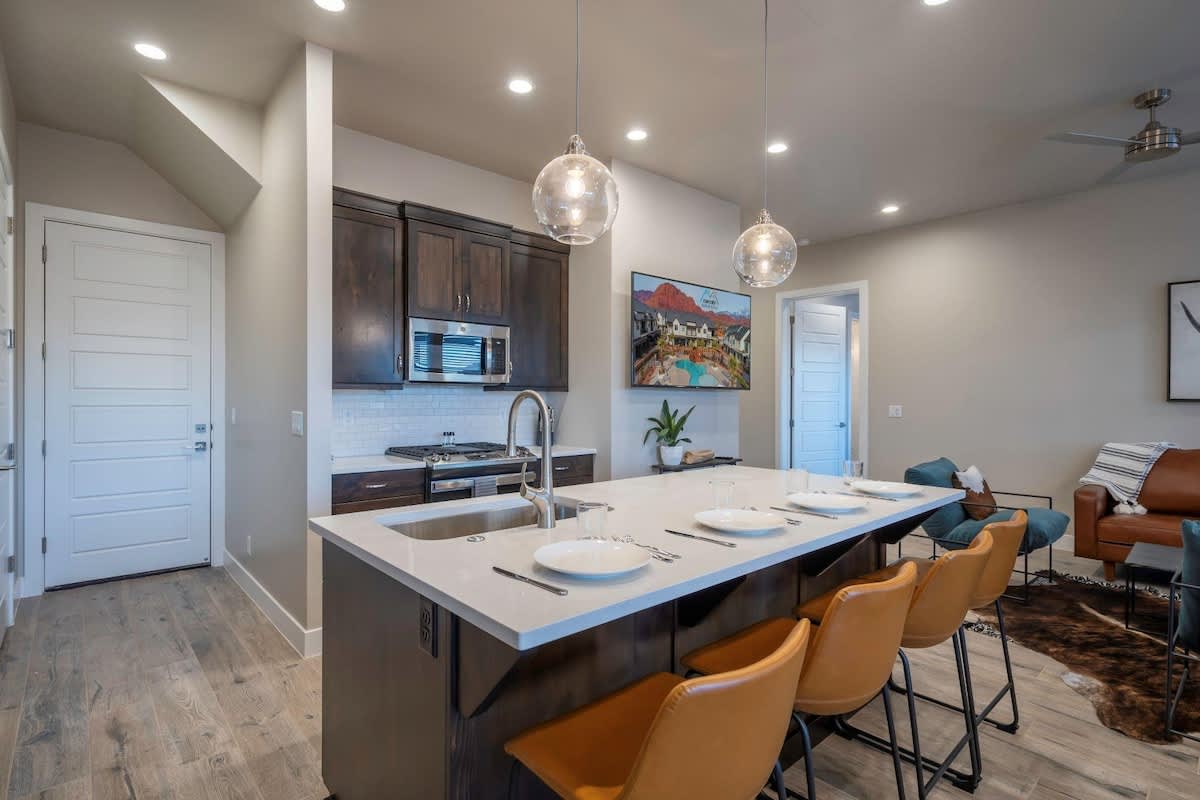 Kitchen with bar seating for 4