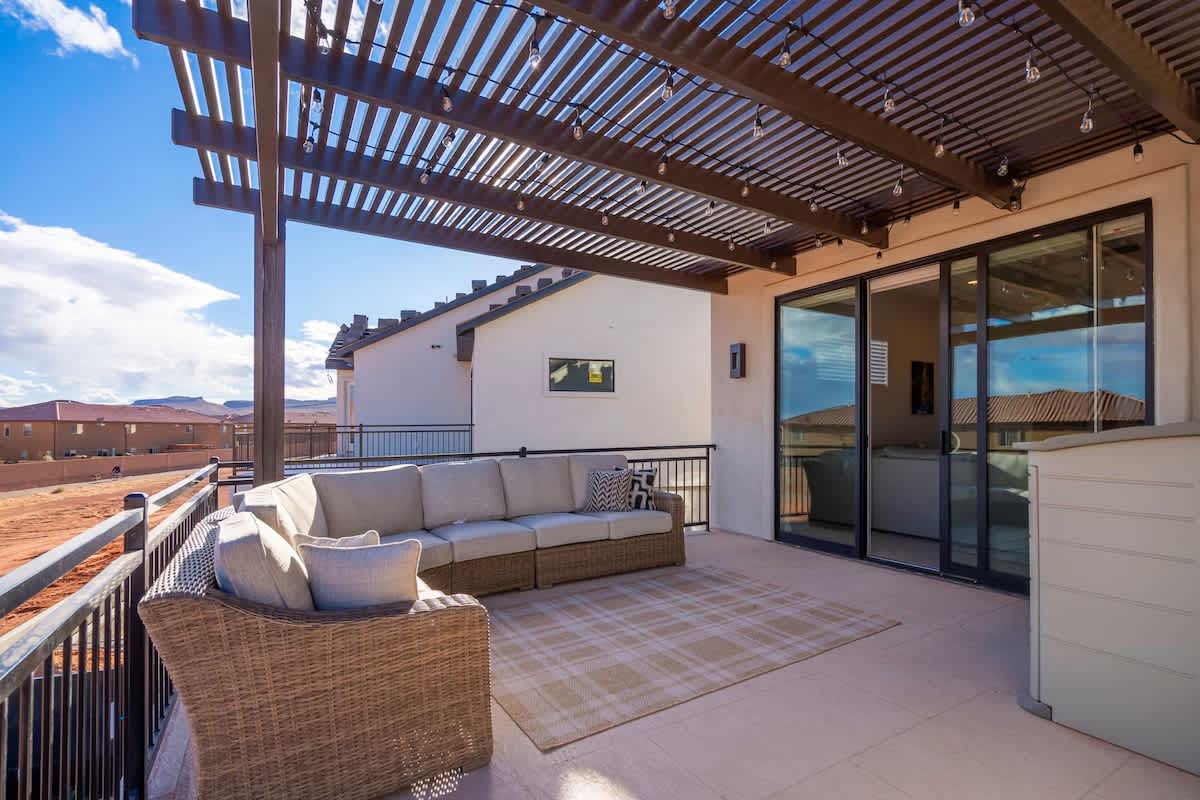 Balcony patio with pergola and sectional