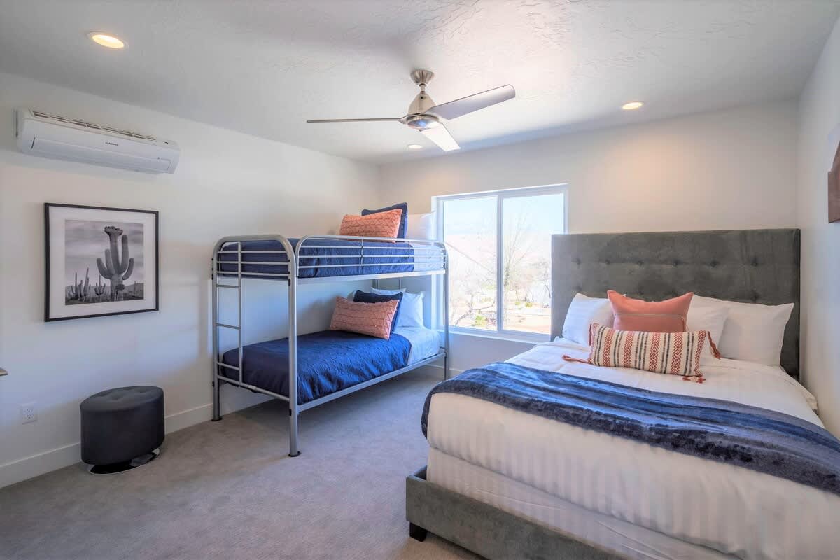 Bedroom 3 on 2nd floor with queen bed and twin bunk