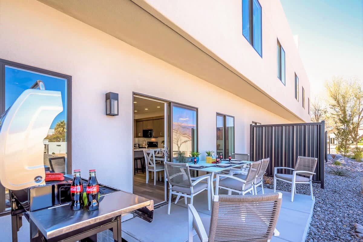 Grill burgers and enjoy outdoor dining