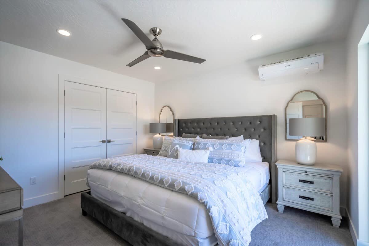 House #19 bedroom with king bed