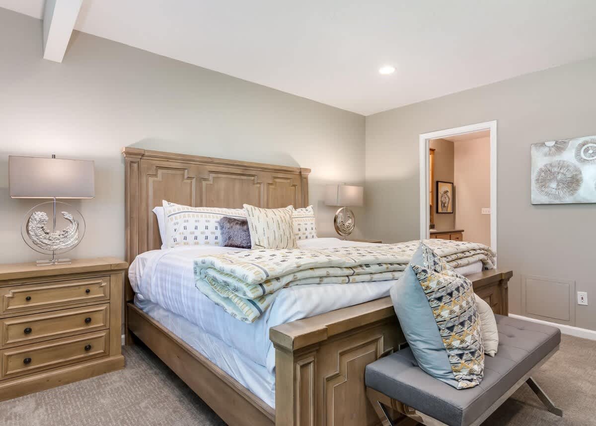 Relax in style in this beautiful designer master bedroom