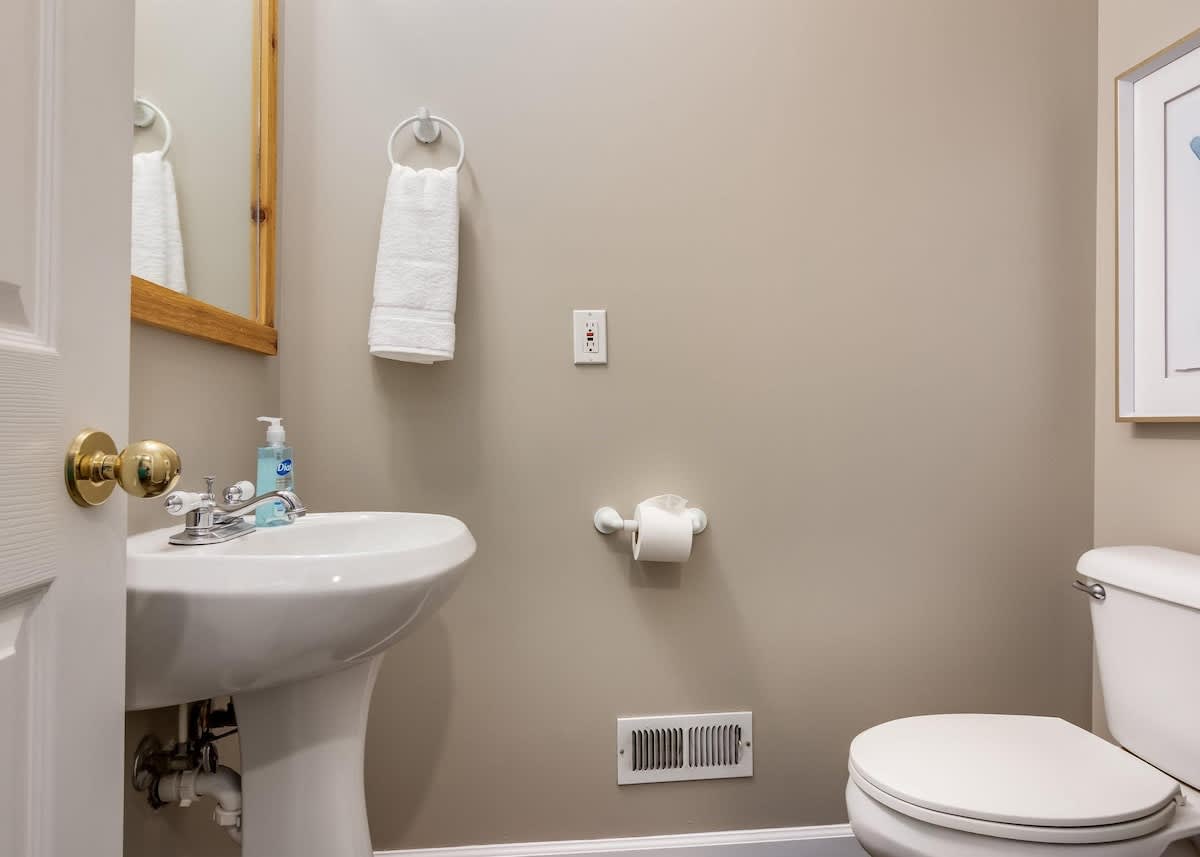 Half bathroom off kitchen