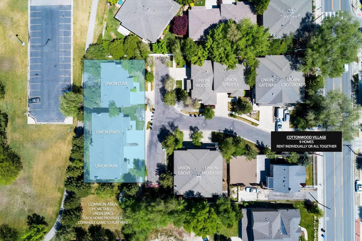 Village map of the 3 homes - rent all 9 homes if you need