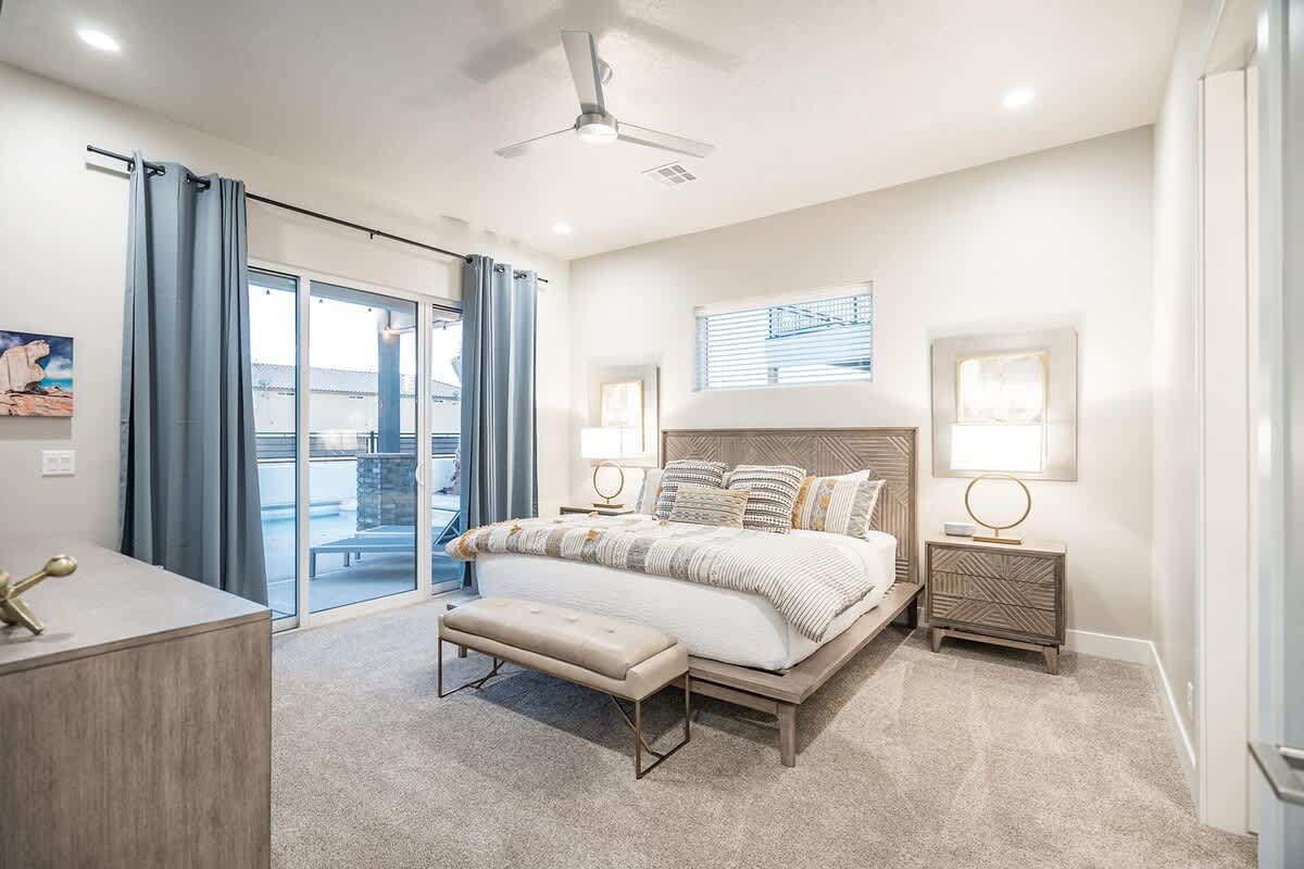Gorgeous master bedroom on main floor with king bed