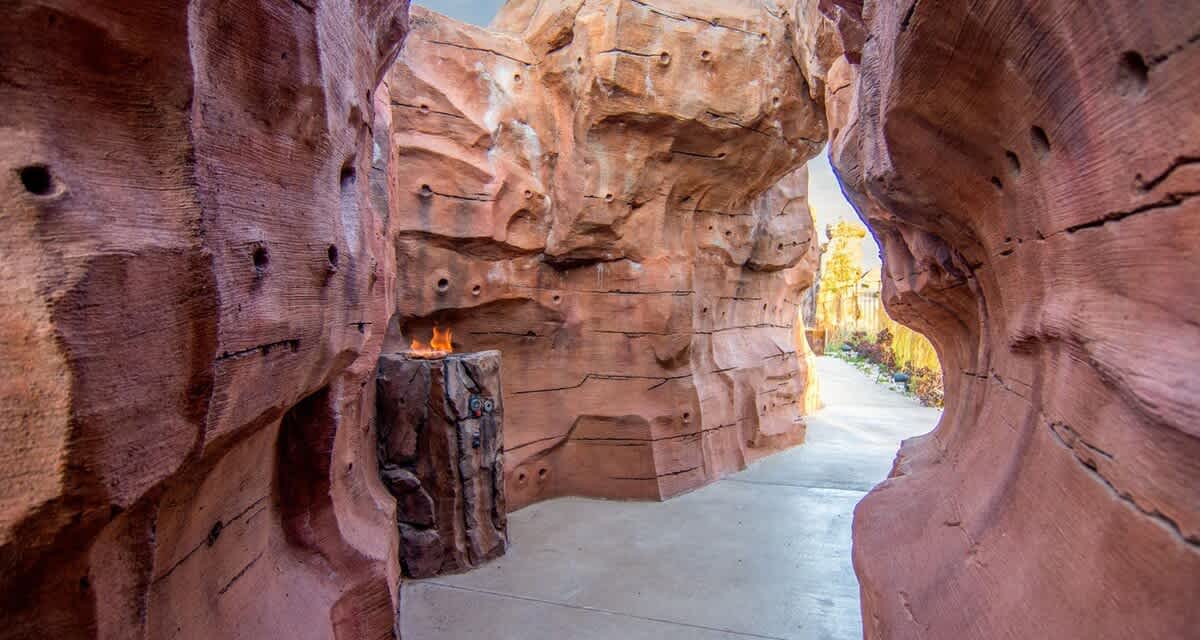 Hidden fire pits in red rock formations