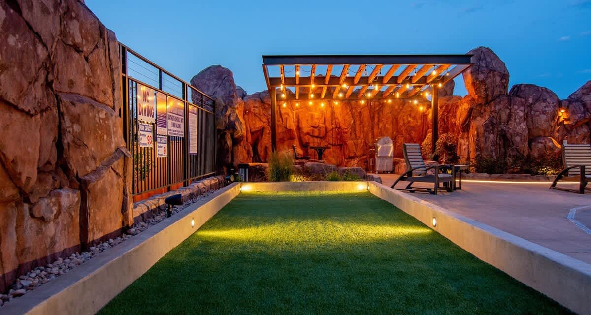 Poolside community Bocce ball court