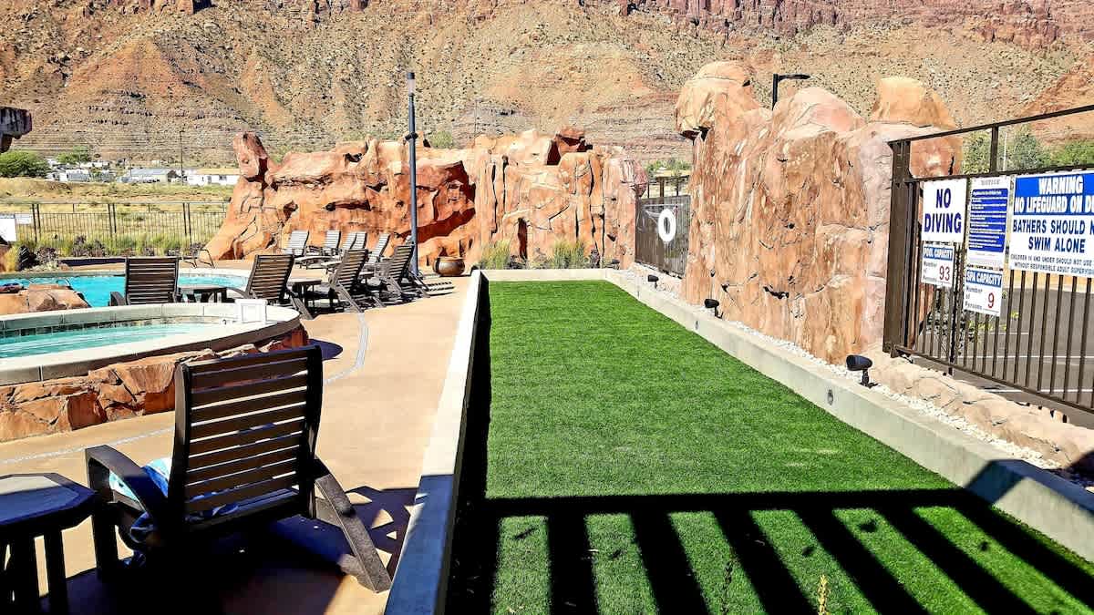 Poolside Bocce ball court to enjoy