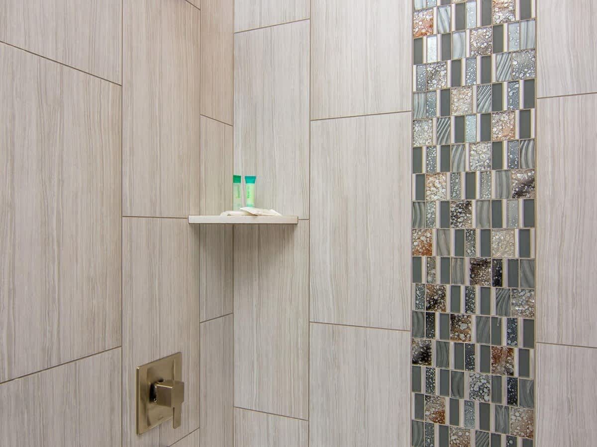 Bathroom 2 with custom tiled tub/shower