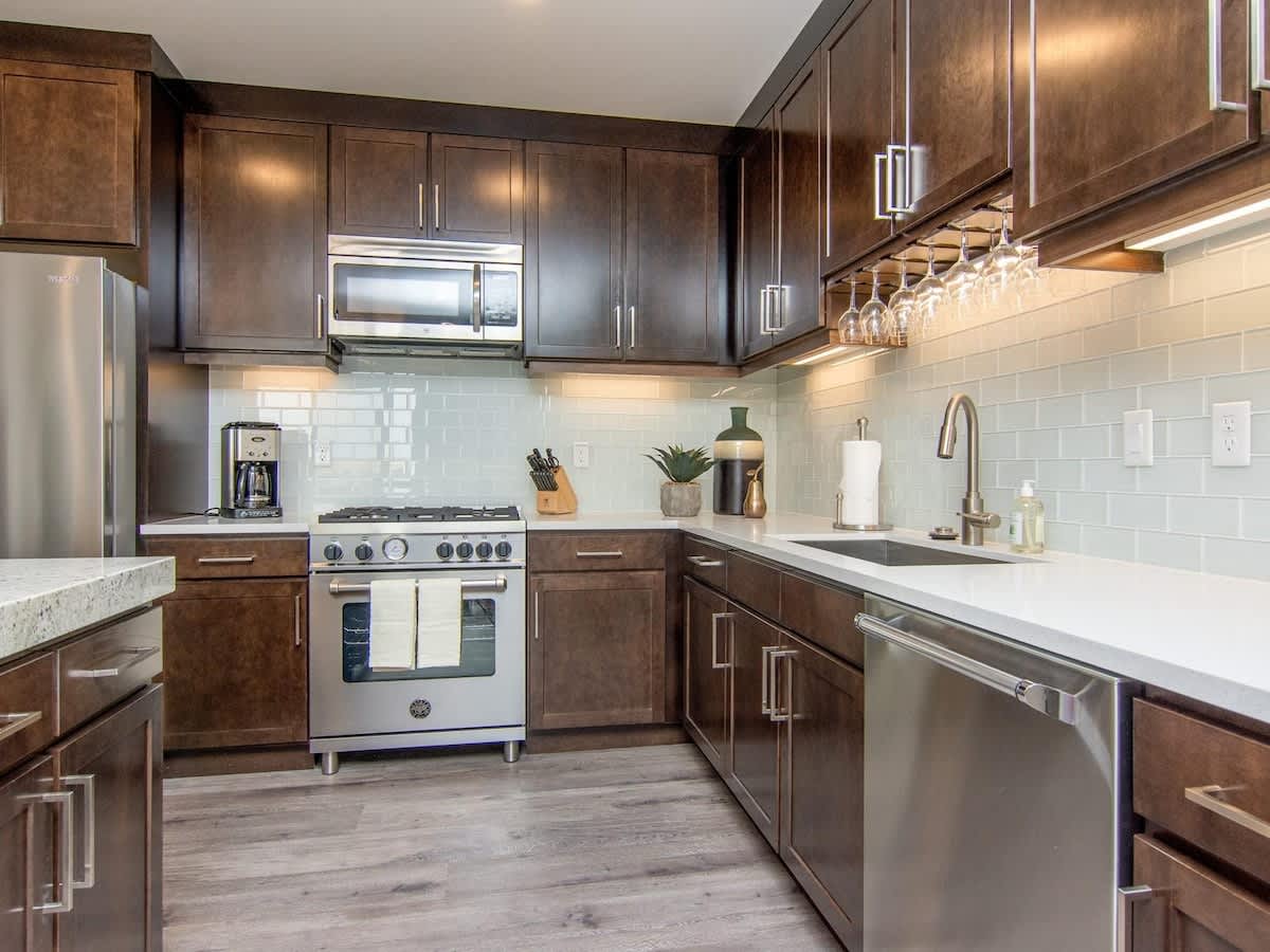 Luxury kitchen with upscale appliances and custom counter tops