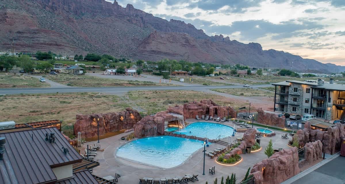 Aerial view of the pool area