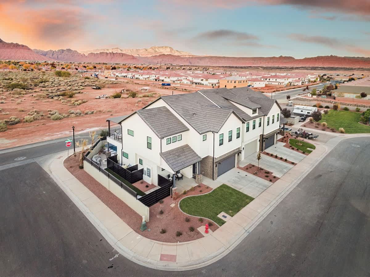 Aerial view of house 29 and 30 and view of Snow Canyon