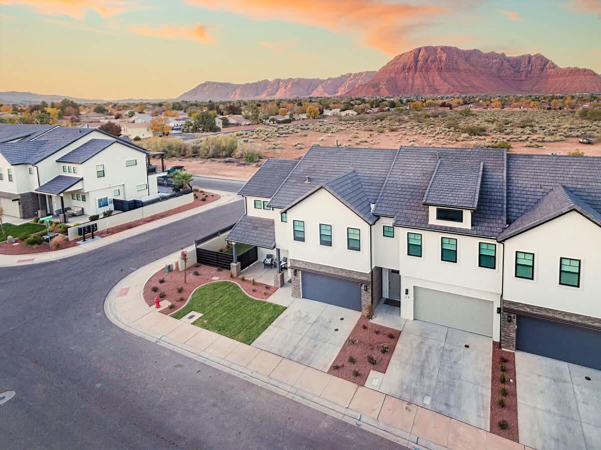 Aerial view of house 30 (left) and house 29 (right)