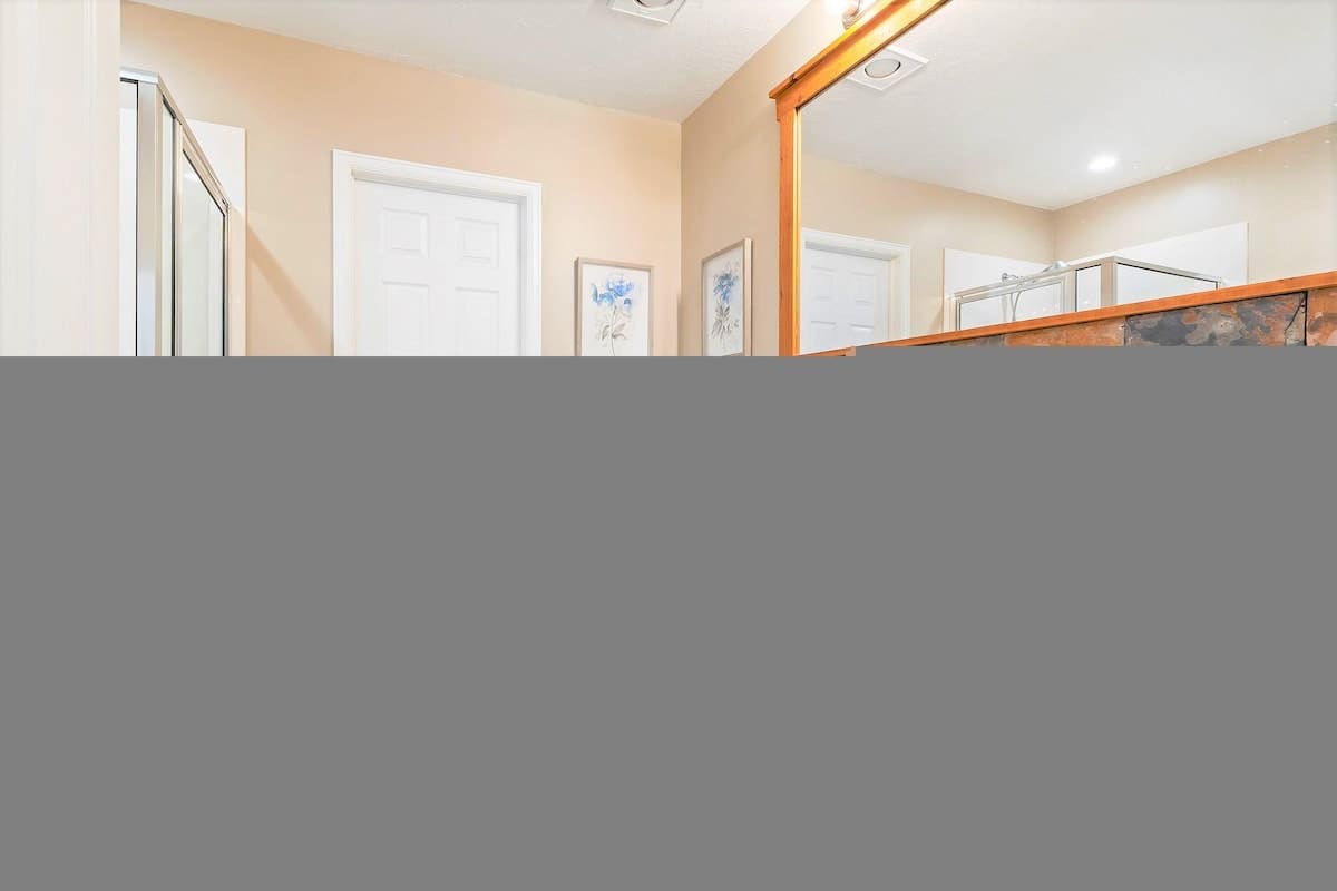 Master bathroom vanity with tub and shower