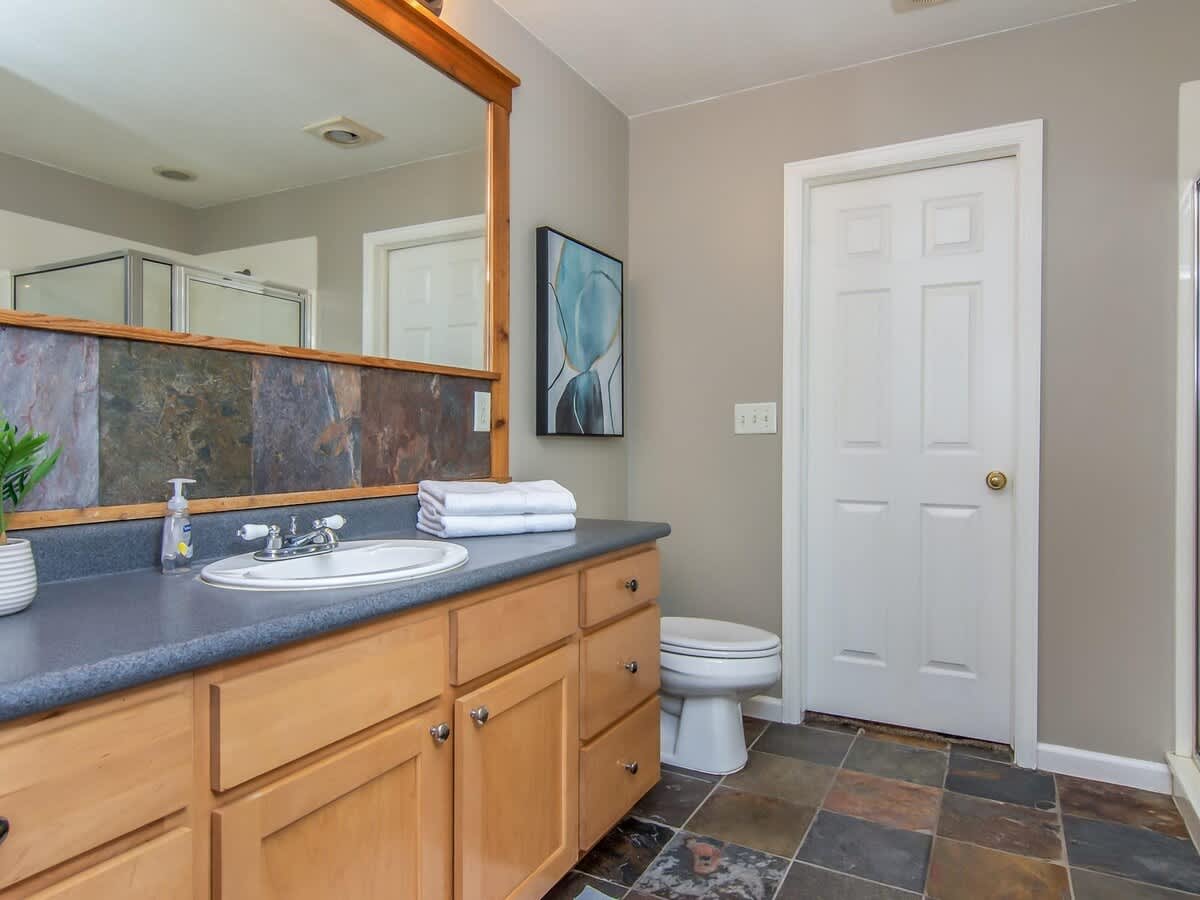 Master bathroom in Union Meadows home
