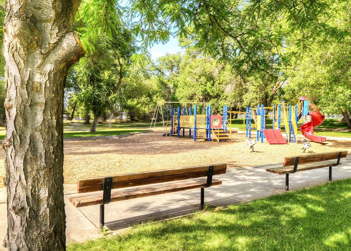 Playground in park next door for kids to play