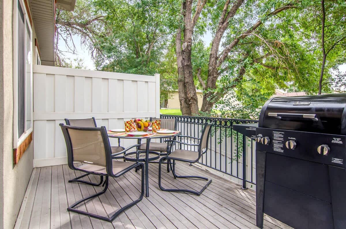 Private small patio with BBQ in Union Grove home