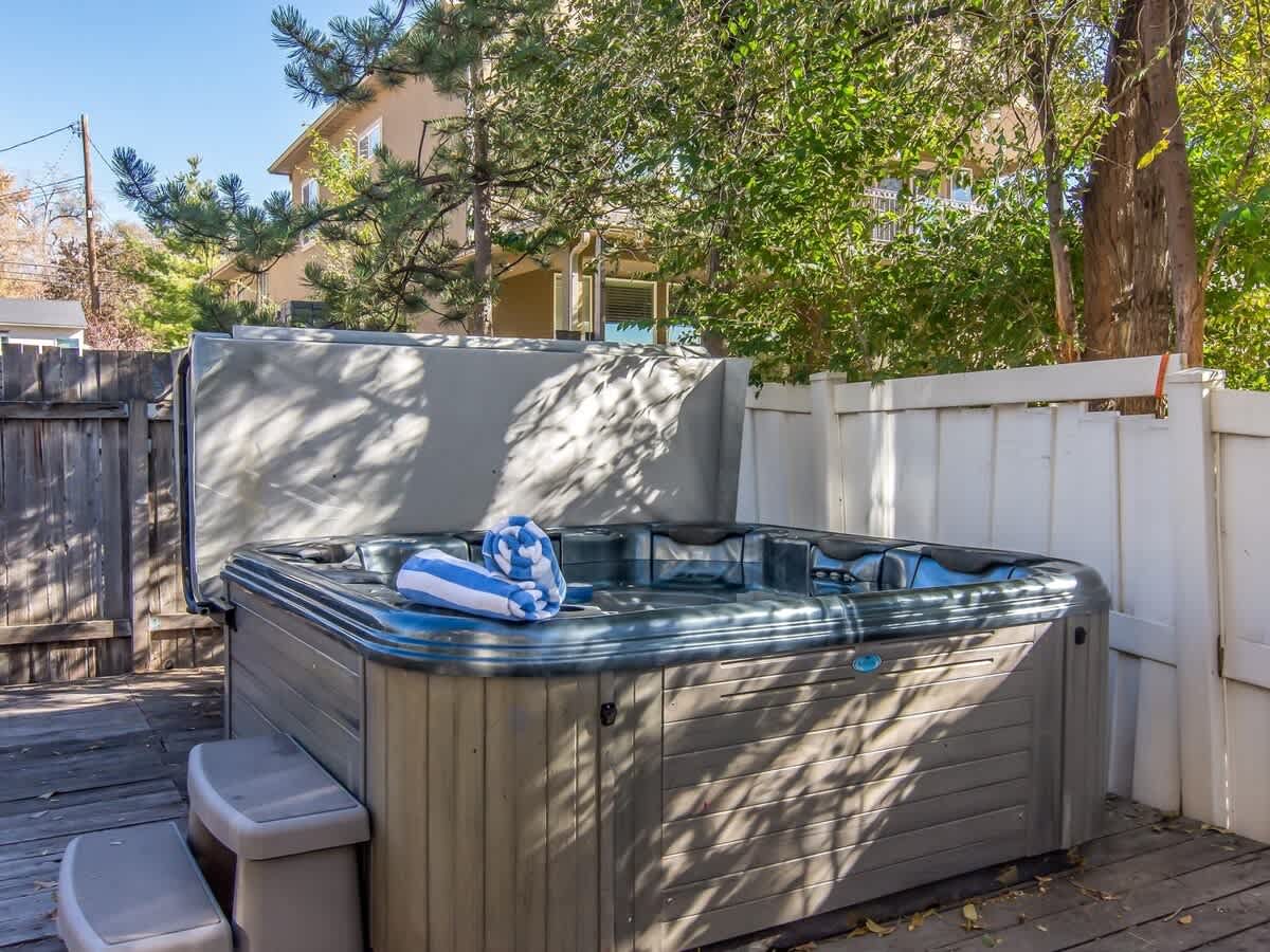 Enjoy private hot tub on patio in Union Meadows home