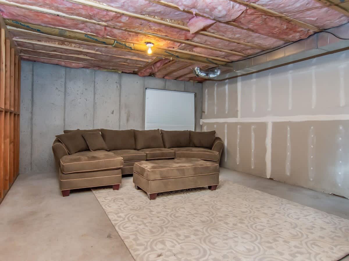 Lounge area in basement of Union Meadows home