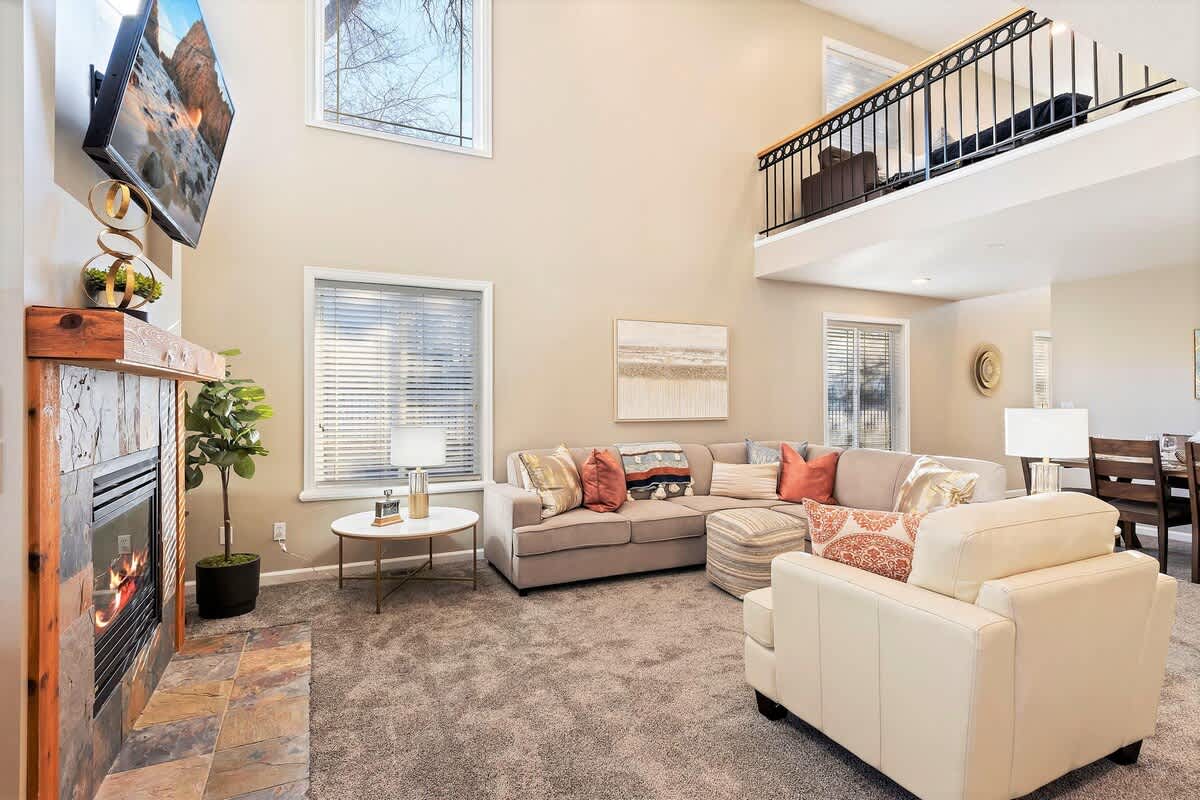 Family room open to 2nd floor in Union Crossroads home